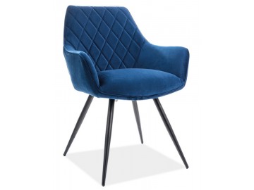 Jídelní čalouněná židle LINEA velvet modrá/černá