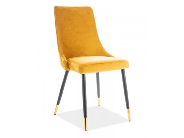 Jídelní čalouněná židle PIANO velvet žlutá/černá/zlatá
