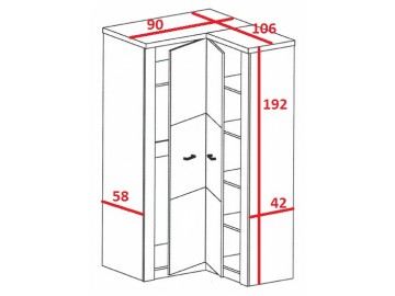 Rohová šatní skříň INDIANAPOLIS I-14 jasan bílý