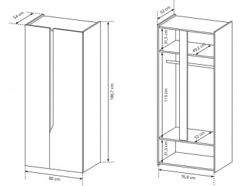 Šatní skříň 80 BUBU dub jantar/bílá