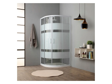 Valentina VENERE oblý sprchový kout 80x80 cm bílý rám čiré sklo s potiskem