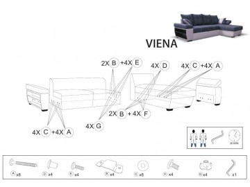 Rozkládací rohová sedačka VIENNA - AKCE 2 pravá