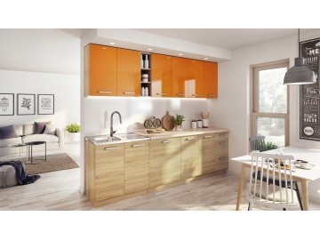 W60 horní skříňka s regálem LENA sonoma/oranžový lesk