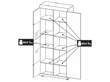 Obývací stěna LINK son (vitrína V a N, TV stolek 140, police)