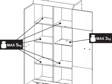 Obývací stěna LENA (vitrína V a N, TV stolek 120, police)