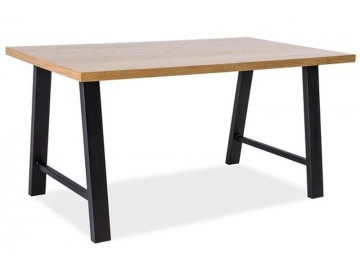 Jídelní stůl ABRAMO dub masiv/černý kov 90x180
