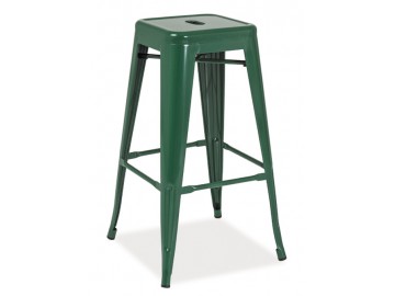 Barová kovová židle LONG tmavě zelená