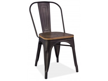 Jídelní kovová židle LOFT grafit/ořech
