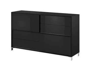 Komoda 2D4S CINEMA černá/černý lesk