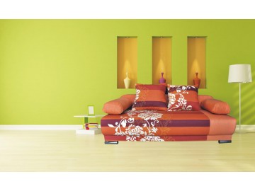 Pohovka Futon oranžový květ