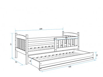 Postel Kuba 90x200 borovice