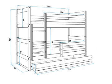 Patrová postel Riky borovice/bílá