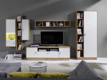TV stolek Parker R6 dub lefkas/bílá