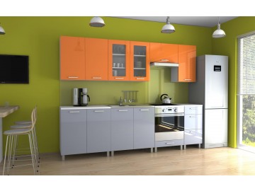 Kuchyňská linka Parkour KRF 260 oranžový/šedý lesk