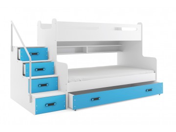 Patrová postel Maty NEW s úložným prostorem bílá/modrá