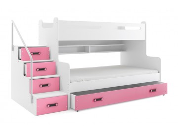 Patrová postel Maty NEW s úložným prostorem bílá/růžová