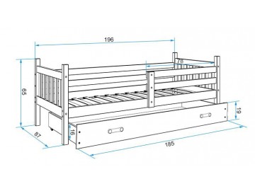 Postel Carlo 80x190 bílá/grafit