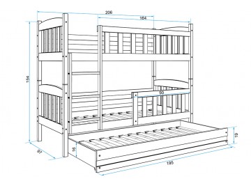 Patrová postel s přistýlkou Kuba bílá/grafit
