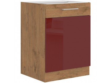 Kuchyňská skříňka Vega 60D1F dub lancelot/bordo lesk