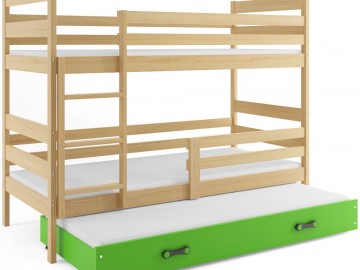 Patrová postel s přistýlkou Norbert borovice/zelená