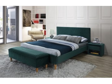 Čalouněná postel AZURRO VELVET 160x200 zelená/dub
