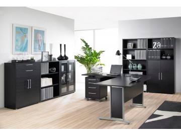 Dvířka Office 432 černá/sklo