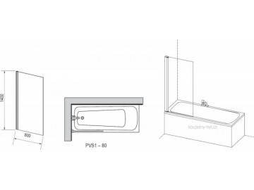Ravak PVS1 vanová zástěna 80 cm