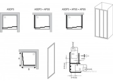 Ravak ASDP3 + APSS sprchový kout 90x75 cm