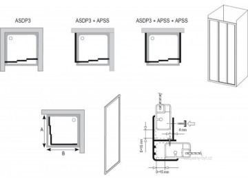 Ravak ASDP3 + APSS sprchový kout 90x80 cm