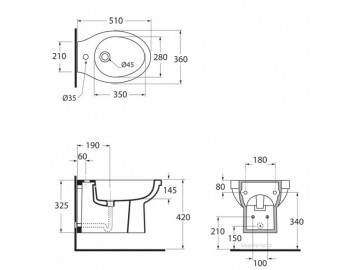 Hopa CULT závěsný bidet 51x35 cm