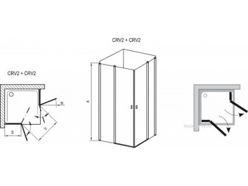 Ravak CRV2+CRV2 sprchový kout 100x100 cm