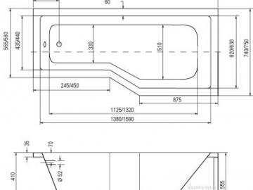 Hopa ESTE vana 170x75 cm levá varianta