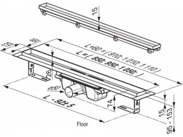 Ravak FLOOR podlahový žlab 950 mm