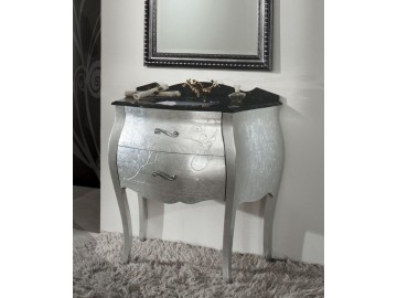 Sapho GELSO ARG 87-S skříňka s umyvadlem, š.87cm, mramor Nero Marquinia, argento