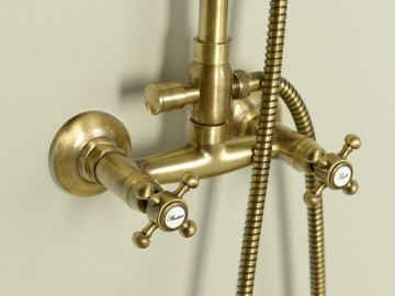 Sapho ANTEA sprchový sloup k napojení na baterii, hlavová a ruční sprcha, bronz
