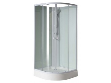 Aqualine AIGO čtvrtkruhový sprchový box 900x900x2060 mm, bílý profil, čiré sklo