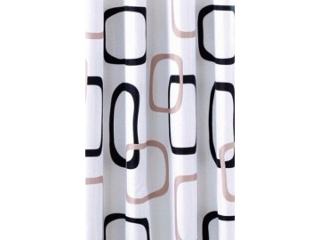 Aqualine Sprchový závěs 180x200cm, polyester, bílá/černá/béžová