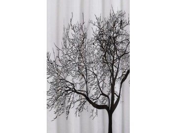 Aqualine Sprchový závěs 180x200cm, polyester, černá/bílá, strom