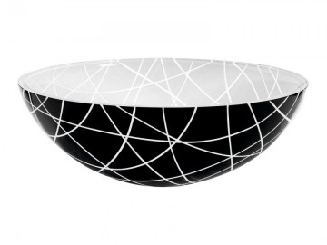Sapho MURANO LINEA skleněné umyvadlo kulaté 40x14 cm, černá/bílá