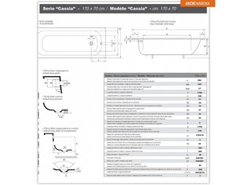 Olsen Spa Plechová vana Ferrara - 160 x 70 mm, objem 160 l, bez nožiček