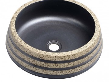Sapho PRIORI keramické umyvadlo, průměr 41cm, 15cm, černá/kámen