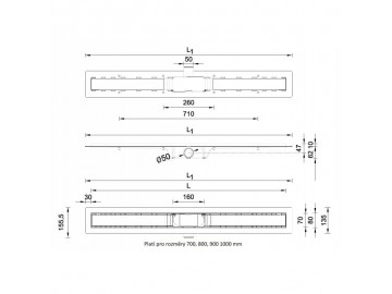 Olsen Spa STANDARDline odtokový žlab 700 mm, rošt Basic