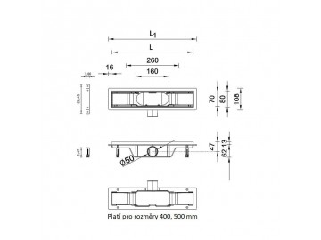 Olsen Spa STANDARDline odtokový žlab 500 mm, rošt Floor