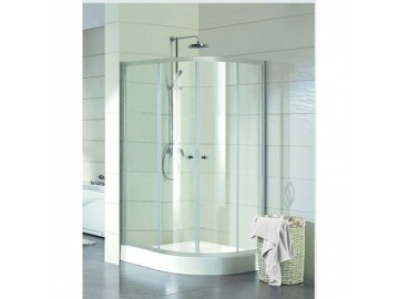 Olsen Spa Čtvrtkruhový sprchový kout MIJAS - 120 x 90 x 185 cm, Vanička 90 x 120 x3 cm - Levá, Hliník chrom, 4 mm čiré