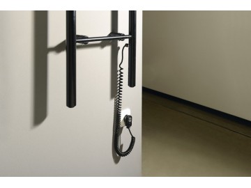 Sapho KARBO elektrický sušák ručníků, kulatý, 400x1120 mm, 87 W, černá mat