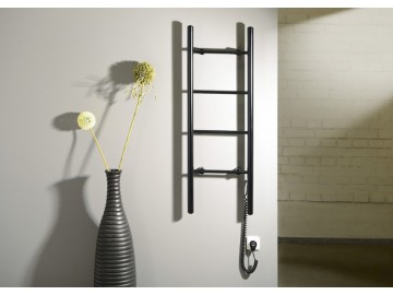 Sapho KARBO elektrický sušák ručníků, kulatý, 400x1120 mm, 87 W, černá mat