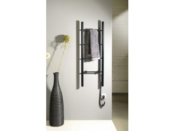 Sapho KARBO elektrický sušák ručníků, kulatý, 400x1120 mm, 87 W, černá mat