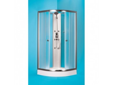 Olsen Spa Čtvrtkruhový sprchový box GRANADA - 185 cm, 90 cm × 90 cm, Univerzální, Hliník chrom, Matné bezpečnostní sklo - 5 mm, Vanička z litého mramoru