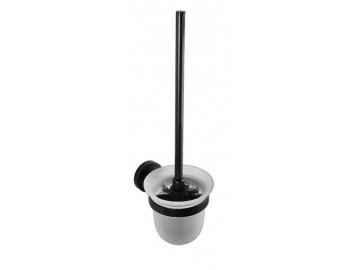 Sapho X-ROUND BLACK WC štětka nástěnná, miska mléčné sklo, černá (104113010)