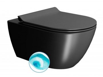 Sapho PURA WC závěsné, splachování SWIRLFLUSH, 55x36 cm, černá dual-mat